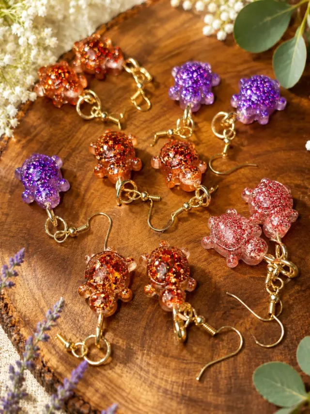 Glitter tortoise earrings